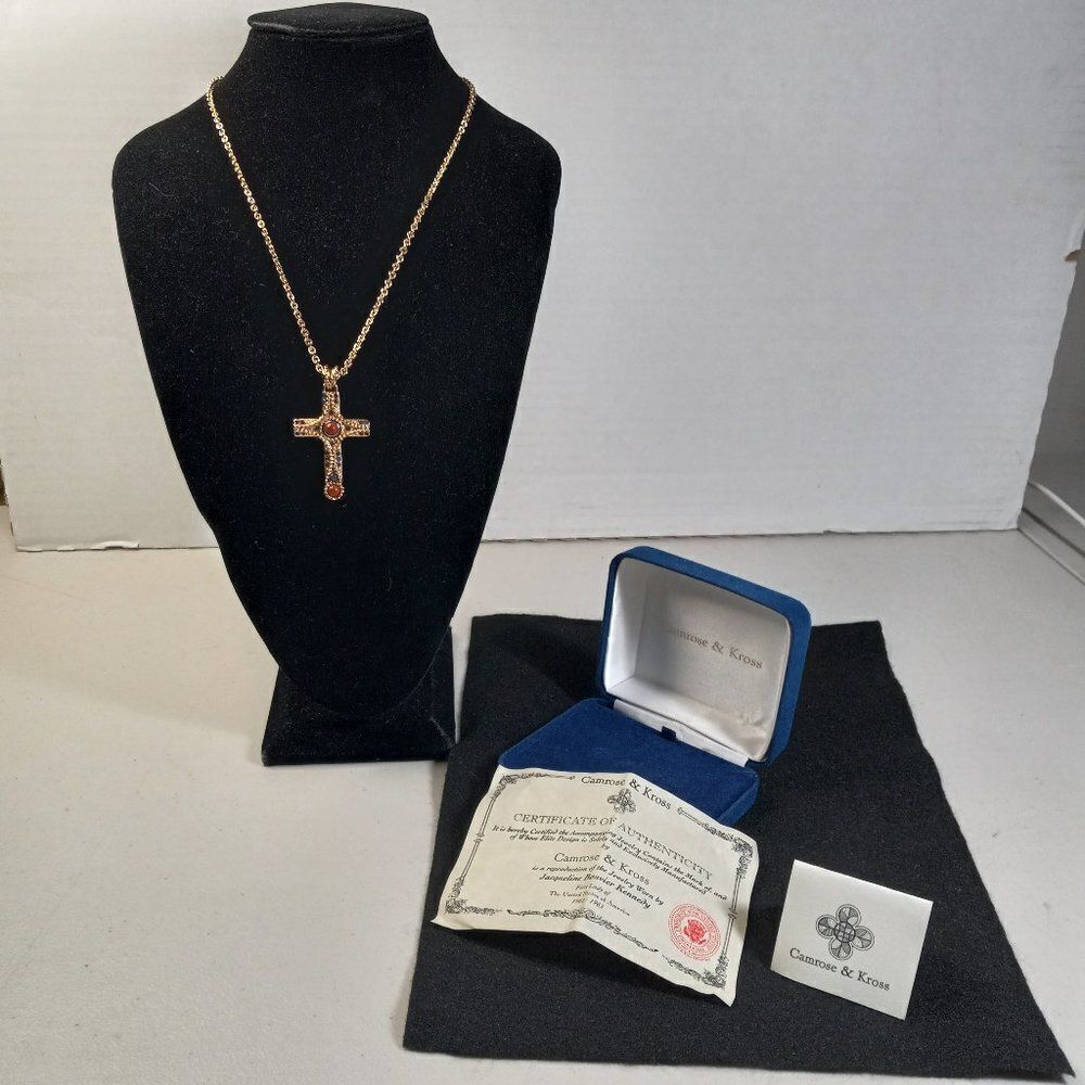 Camrose & Kross Jackie Kennedy JBK Reproduction Gemstone Cross in box with COA